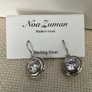 Noa Zuman made in Israel Sterling Silver Earrings with Clear Stones